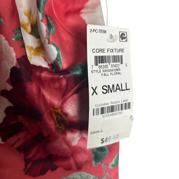 INC International Concepts Women's XS Lace Trim Floral Satin Pajama Set Feminine - Picture 5 of 6